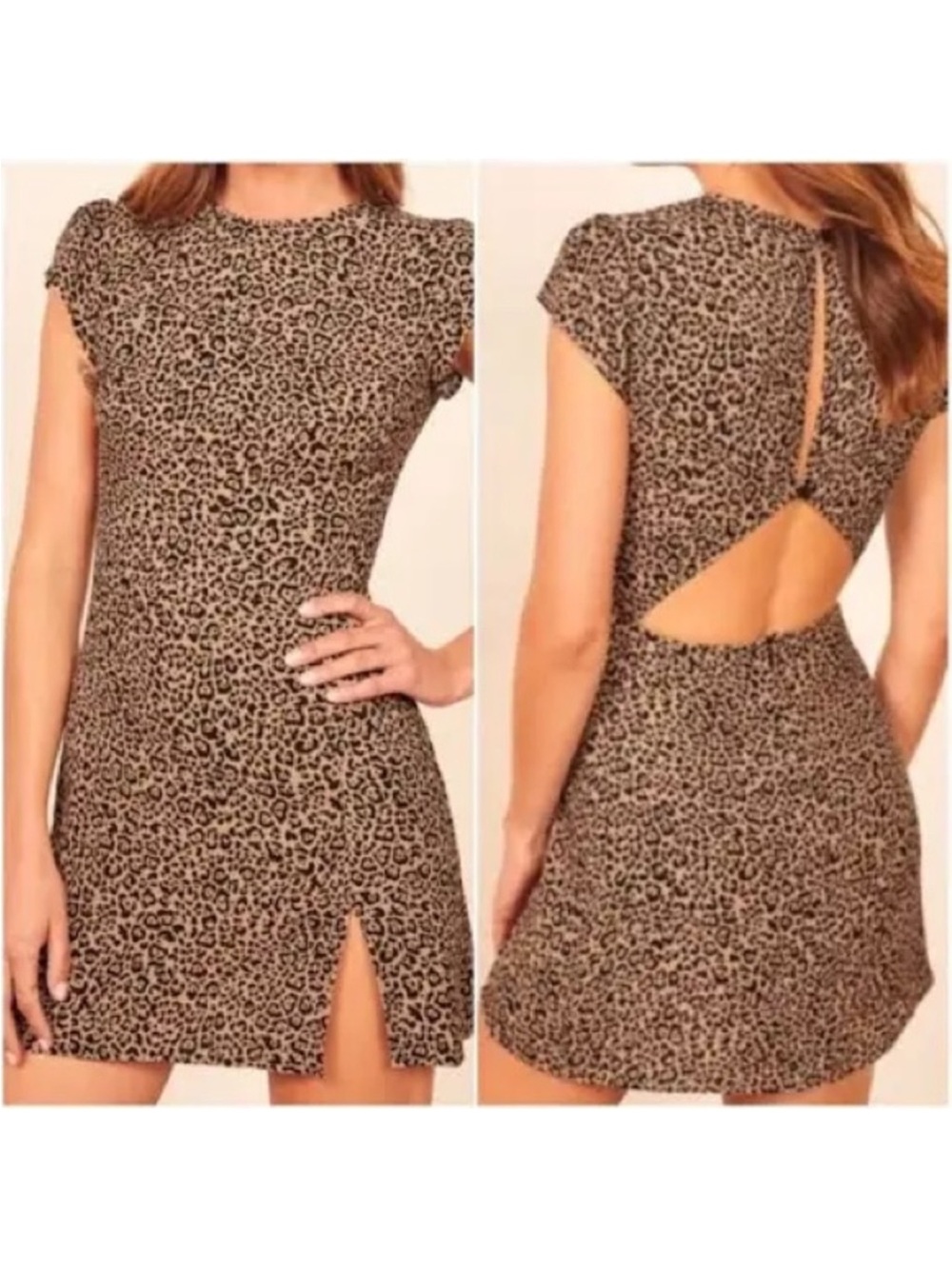 Reformation Lena Mini Dress Leopard Size 8